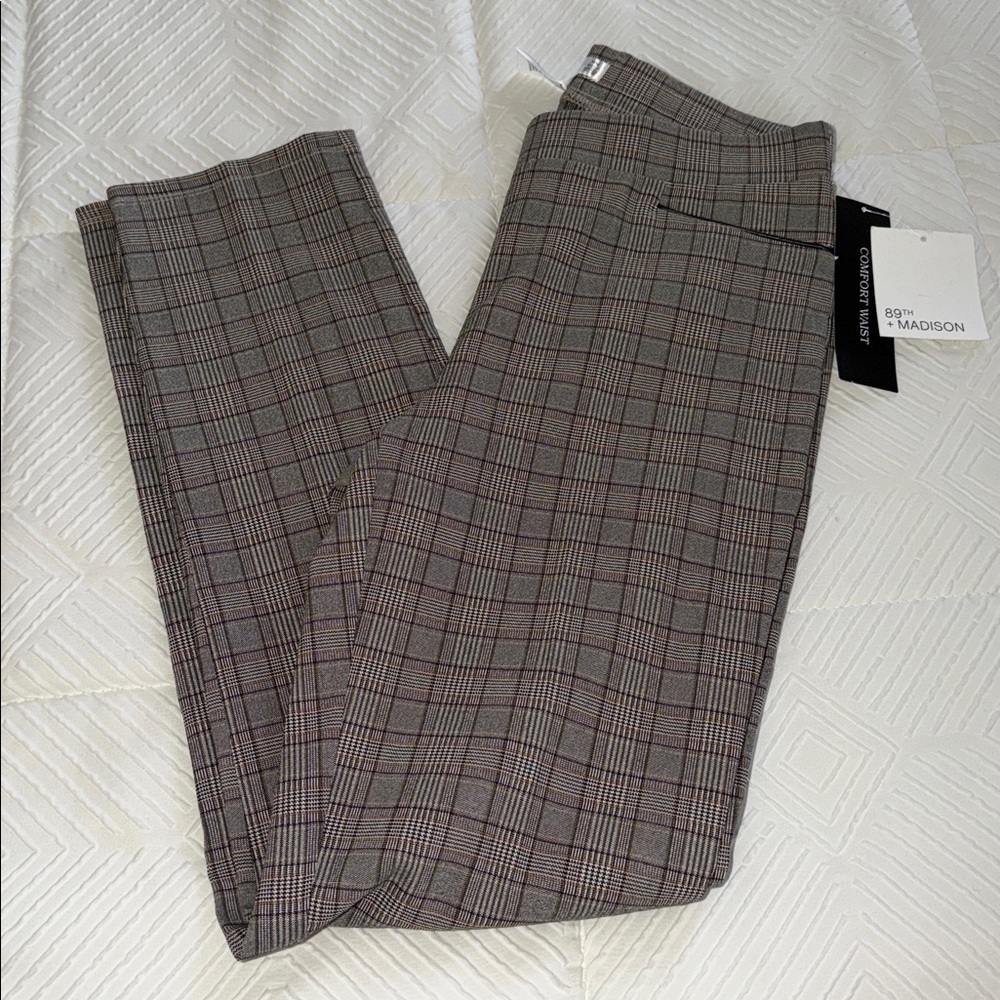 Womens Brown Plaid Pants